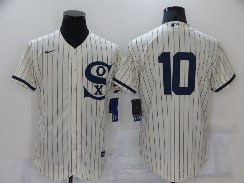 Men Chicago White Sox #10 No Name Cream stripe Dream version Elite Nike 2021 MLB Jersey